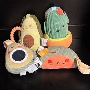 Plush Avocado and Cactus Baby Toys